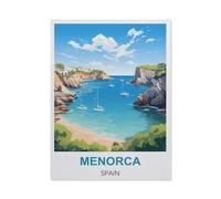 Paint by Numbers，Menorca Spain Vintage Travel Posters，Landscape Kit for Adults Beginner DIY Oil Painting(20x30cm) 7.8x11.8 inches-DC25