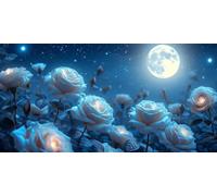 Paint by Numbers Moon Flower, Paint by Numbers for Adults Beginners Kits, Large DIY Canvas Oil Painting Kit for Kids, with 3- Brushes and Acrylic Pigment, Home Decor Gifts (Frameless) 60x120cm L-341