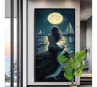 Paint by Numbers Moon,Large Paint by Numbers for Adults 24x60in,DIY Color Canvas Oil Painting Kits for beginners,Pigment Drawing Paintwork Art Crafts with Brushes Acrylic,Mermaid(NO Frame) XYY-1973