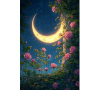 Paint by Numbers Moon Rose DIY Painting On Canvas, Paintwork with Paintbrushes Acrylic Paints, Perfect for Paint by Numbers for Adults and Beginner for Home Wall Decor 28x42Inch (Frameless) v-1062