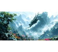 Paint by Numbers Mountain Dragon, Paint by Numbers for Adults Beginners Kits, Large DIY Canvas Oil Painting Kit for Kids, With 3- Brushes and Acrylic Pigment, Home Decor Gifts Frameless 60x120cm L-425
