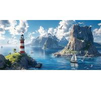 Paint by Numbers Mountain Lighthouse, Paint by Numbers for Adults Beginners Kits, DIY Canvas Oil Painting Kit for Kids, With 3- Brushes and Acrylic Pigment, Home Decor Gifts (Frameless) 90x180cm L-282