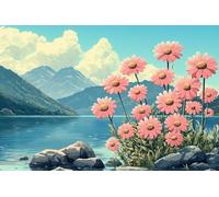 Paint by Numbers Mountain Scenery DIY Painting On Canvas, Paintwork with Paintbrushes Acrylic Paints, Perfect for Paint by Numbers for Adults Beginner for Home Wall Decor 14x20Inch (Frameless) v-800