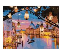 Paint by Numbers, Night Venice Paint by Numbers Kits for Adults Kids Beginners 40 x 50 cm Romantic City Light Adults Paint by Numbers with Paintbrushes DIY Painting for Home Decoration Without Frame