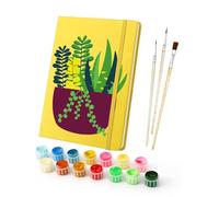 Paint by Numbers Notebook A5 Lined, DIY Personalized Notebook for Girls with 160 Pages and Elastic Band, Diary Book-20-Plants