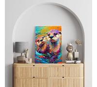 Paint by Numbers Otter Painting by Numbers for Adults, Paint by Numbers Kits lovely Kids or Beginner Oil Painting, Without Frame DIY Color Oil Painting Acrylic Paints, Gifts for Women 25x35 cm L-616