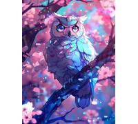 Paint by Numbers Owl Flower Painting by Numbers for Adults with Frame, Paint by Number for Children Beginners, DIY Acrylic Pigment Drawing Paintwork Arts and Crafts for Room Decor 80x110cm J8-148