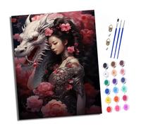 Paint by Numbers Paint by Numbers for Adults Beginners 40 x 50 cm Flower Cluster Dragon Princess Statue Adults Paint by Numbers with Paint Brushes DIY Painting for Home Decoration Without Frame