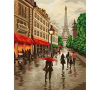 Paint by Numbers,Paris Street View Paint by Numbers Adults Canvas Oil Painting,DIY with Frame Paint by Numbers for Children with Paint Brushes and Acrylic Painting Kit Home Decor Painting 18x24 inch