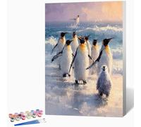 Paint by Numbers Penguin, Painting by Numbers for Adults Animal, DIY Hand Painted Oil Painting Kit with 3 - Brushes and Acrylic Paint, Canvas Kits for Gifts Home Decor, Without Frame 28"x38" -WX251097