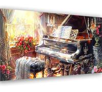 Paint by Numbers Piano Large Paint by Numbers for Adults Flowers 30x60cm Paint by Numbers Kits Hobbies for Adults Women Easy DIY Acrylics with Paint brushes for Home Decor Gifts (Without Frame) 7-W