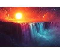 Paint by Numbers Planet Waterfall DIY Painting On Canvas, Paintwork with Paintbrushes Acrylic Paints, Perfect for Paint by Numbers for Adults Beginner for Home Wall Decor 32x48Inch (Frameless) v-959