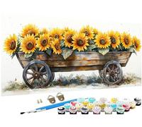 Paint by Numbers Plant Paint by Numbers for Adults Sunflower Pattern Large 100x200 inch,DIY Canvas Oil Paintings Hobbies for Adults Women Kit with Acrylic Pigment,Home Decor Gifts,Without Frame J3-192