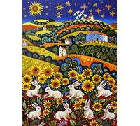 Paint by Numbers Rabbit Painting by Numbers for Adults with Frame, Paint by Number for Children Beginners, DIY Acrylic Pigment Drawing Paintwork Arts and Crafts for Room Decor, Gifts 30x40cm J8-158