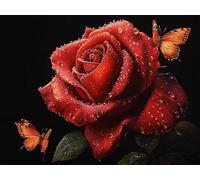 Paint by Numbers Roses red，DIY Painting by Numbers for Adults, Arts Kits with 3 Acrylic Paint Brushes and Acrylic Paints, Painting for Adults and Beginners 36x48inch, Home Decor, Gifts J0-1023