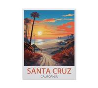 Paint by Numbers,Santa Cruz California Vintage Travel Poster,DIY Paint by Numbers Kits for Adults Kids,Canvas Oil Painting with Brushes and Acrylic Pigment Paint by Numbers Arts Craft (20x30cm)-AV47