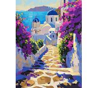 Paint by Numbers Scenic Town Painting by Numbers for Adults with Frame, Paint by Number for Children Beginners, DIY Acrylic Pigment Drawing Paintwork Arts and Crafts for Room Decor 70x100cm J8-536