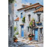 Paint by Numbers Small Town Plants Painting by Numbers for Adults with Frame, Paint by Number for Children, DIY Acrylic Pigment Drawing Paintwork Arts and Crafts for Room Decor, Gifts 50x70cm J8-540