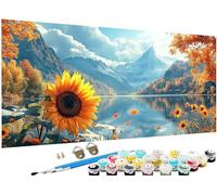 Paint by Numbers Snow Mountain Paint by Numbers for Adults Sunflower Pattern Large 40x80 inch,DIY Canvas Oil Paintings Hobbies for Adults Women Kit with Acrylic Pigment,Home Decor,Without Frame J3-78
