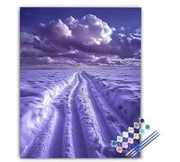 Paint by Numbers Snow Scene Paint by Numbers Kits for Adult Purple, DIY Canvas Oil Painting Kit for Kids or Beginner with Painting Brushes Acrylic, for Home Decor Gifts 100x135cm Frameless ukC-2238