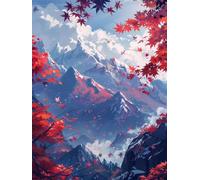 Paint by Numbers Snowy Mountains, Large Paint by Numbers for Adults Maple Leaves 16x24 Inch, Painting by Numbers for Adults, DIY Canvas Oil Painting Kits for Home Decor Gifts (Without Frame) -YH795