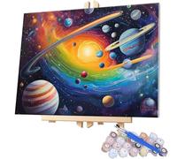 Paint by Numbers Solar System 12x16in Paint by Numbers for Adults Beginners DIY Crafts for Adults Art Painting Kit Acrylic Pigment Drawing Paintwork Paint by Numbers Kit for Home Decor 30x40cm H-778