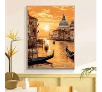 Paint by Numbers Sunset Architecture Painting by Numbers for Adults, DIY Craft Art Painting Kit, with Paint Brushes Acrylic Pigment, Hobbies for Adults Women, Halloween Decorations 60x80cm w6t-751