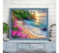 Paint by Numbers Sunset Sea Painting by Numbers for Adults, DIY Craft Art Painting Kit, with 3-Paint Brushes Acrylic Pigment Drawing, Hobbies for Adults Women, Halloween Decorations 80x100cm w6t-82