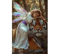 Paint by Numbers Tiger Elves DIY Painting On Canvas, Paintwork with Paintbrushes Acrylic Paints, Perfect for Paint by Numbers for Adults and Beginner for Home Wall Decor 20x30Inch (Frameless) v-568