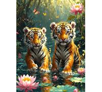 Paint by Numbers Tiger Paint by Numbers for Adults Flower Paint by Numbers for Kids DlY Craft Kits Paint by Numbers with Paint Brushes Acrylic Paintwork Wall Art, Gifts for Women 20 x 30 cm H-140