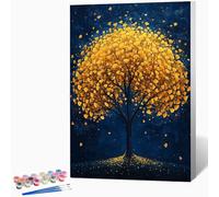 Paint by Numbers Tree, Painting by Numbers for Adults Abstract, DIY Hand Painted Oil Painting Kit with 3 - Brushes and Acrylic Paint, Canvas Kits for Gifts Home Decor, Without Frame 16"x24" -WX251088