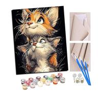 Paint by Numbers Two Cute Cartoon Kittens (3) for Adults DIY Oil Painting Gift Kits Pre-Printed Canvas Art Home Decoration 16x20 inch with Frame