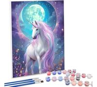 Paint by Numbers Unicorn Moon 12x16in Paint by Numbers for Adults Beginners DIY Crafts for Adults Art Painting Kit Acrylic Pigment Drawing Paintwork Paint by Numbers Kit for Home Decor 30x40cm H-87