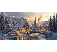 Paint by Numbers Village DIY Painting by Numbers Kit for Adults Beginner 35X70CM Canvas Easy to Paint with Acrylic Paints, Snow Scene Oil Painting, Home Wall Decor, Stress Relief Gift for Women/Men