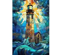 Paint by Numbers Wave Lighthouse DIY Painting On Canvas, Paintwork with Paintbrushes Acrylic Paints, Perfect for Paint by Numbers for Adults and Beginner for Home Wall Decor 16x24Inch (Frameless) v291