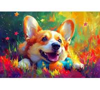Paint by Numbers Welsh Corgi DIY Painting On Canvas, Paintwork with Paintbrushes Acrylic Paints, Perfect for Paint by Numbers for Adults and Beginner for Home Wall Decor 10x16Inch (Frameless) v-521