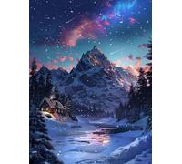 Paint by Numbers Winter Landscape Painting by Numbers for Adults with Frame, Paint by Number for Children Beginners, DIY Acrylic Pigment Drawing Paintwork Arts and Crafts for Room Decor 40x60cm J8-256
