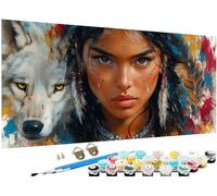 Paint by Numbers Woman Paint by Numbers for Adults Wolf Pattern Large 40x80 inch,DIY Canvas Oil Paintings Hobbies for Adults Women Kit with Acrylic Pigment,Home Decor Gifts Women,Without Frame J3-162
