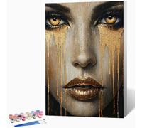 Paint by Numbers Woman, Painting by Numbers for Adults Fear, DIY Hand Painted Oil Painting Kit with 3 - Brushes and Acrylic Paint, Canvas Kits for Gifts Home Decor, Without Frame 12x16 inch -WX25106