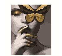 Paint by Numbers Yellow Butterfly Woman,DIY Paint by Numbers Kits for Adults Kids,Canvas Oil Painting by Numbers with Brushes and Acrylic Pigment Arts Craft for Home Wall Decor 24x30in Without Frame