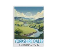 Paint by Numbers，Yorkshire Dales Vintage Travel Poster，Landscape Kit for Adults Beginner DIY Oil Painting（50x60cm）-AF82