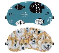 Paint Corgi Dog Head Pattern 2 PCS Eye Mask, Sleeping Eye Mask for Side Sleeper, Zero Eye Pressure Night Blindfold, Adjustable Sleep Cover, Block Out Light Eye Shade