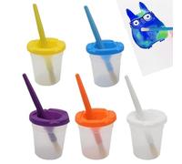 Paint Cups - Reusable Airtight Lids, Painting Holder with Brushes, Containers with Secure Seal, Classroom Home School Art Supplies, Creative Arts Crafts Learning Activities for Kids