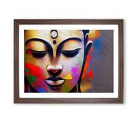 Paint Drip Buddha Vol.2 Framed Print | A2 Walnut Framed Wall Art | Ready to Hang | Modern Religious Picture | Living Room Bedroom Lounge Office