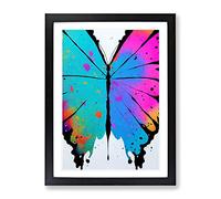 Paint Drip Butterfly No.1 Abstract Framed Print | A2 Black Framed Wall Art | Ready to Hang | Abstract Animal Picture | Living Room Bedroom Lounge Office