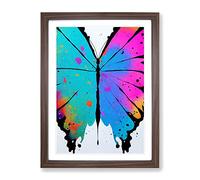 Paint Drip Butterfly No.1 Abstract Framed Print | A2 Walnut Framed Wall Art | Ready to Hang | Abstract Animal Picture | Living Room Bedroom Lounge Office