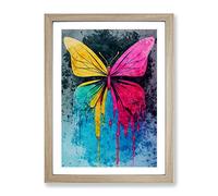 Paint Drip Butterfly No.2 Abstract Framed Print | A2 Oak Framed Wall Art | Ready to Hang | Abstract Animal Picture | Living Room Bedroom Lounge Office