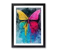 Paint Drip Butterfly No.2 Abstract Framed Print | A4 Black Framed Wall Art | Ready to Hang | Abstract Animal Picture | Living Room Bedroom Lounge Office
