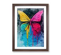 Paint Drip Butterfly No.2 Abstract Framed Print | A4 Walnut Framed Wall Art | Ready to Hang | Abstract Animal Picture | Living Room Bedroom Lounge Office
