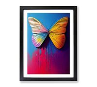 Paint Drip Butterfly No.3 Abstract Framed Print | A4 Black Framed Wall Art | Ready to Hang | Abstract Animal Picture | Living Room Bedroom Lounge Office